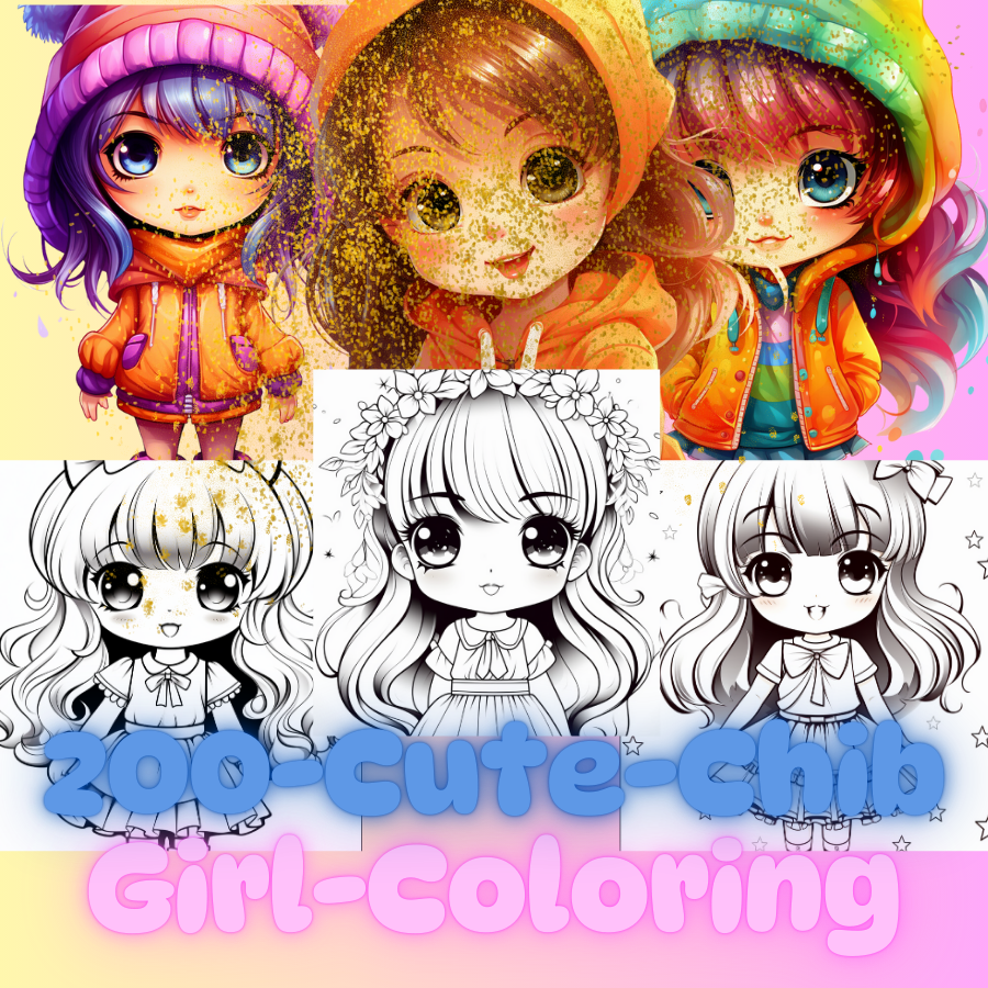 200 Cute Chibi Girl Coloring Book – A Delightful Collection for Creativity & Fun!