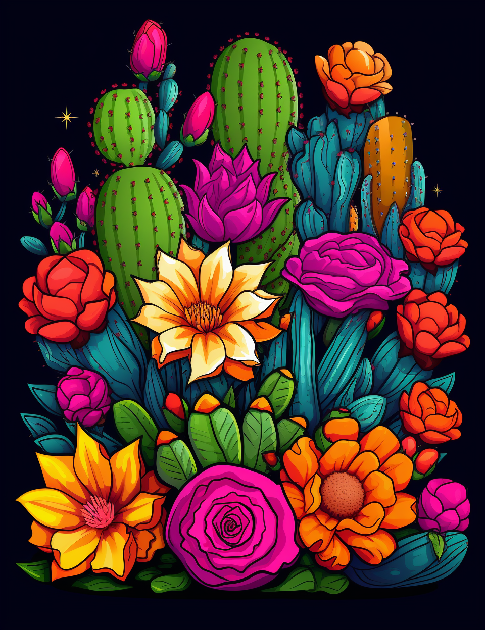 205 Cactus and Flowers Coloring Pages – A Desert Bloom of Creativity!