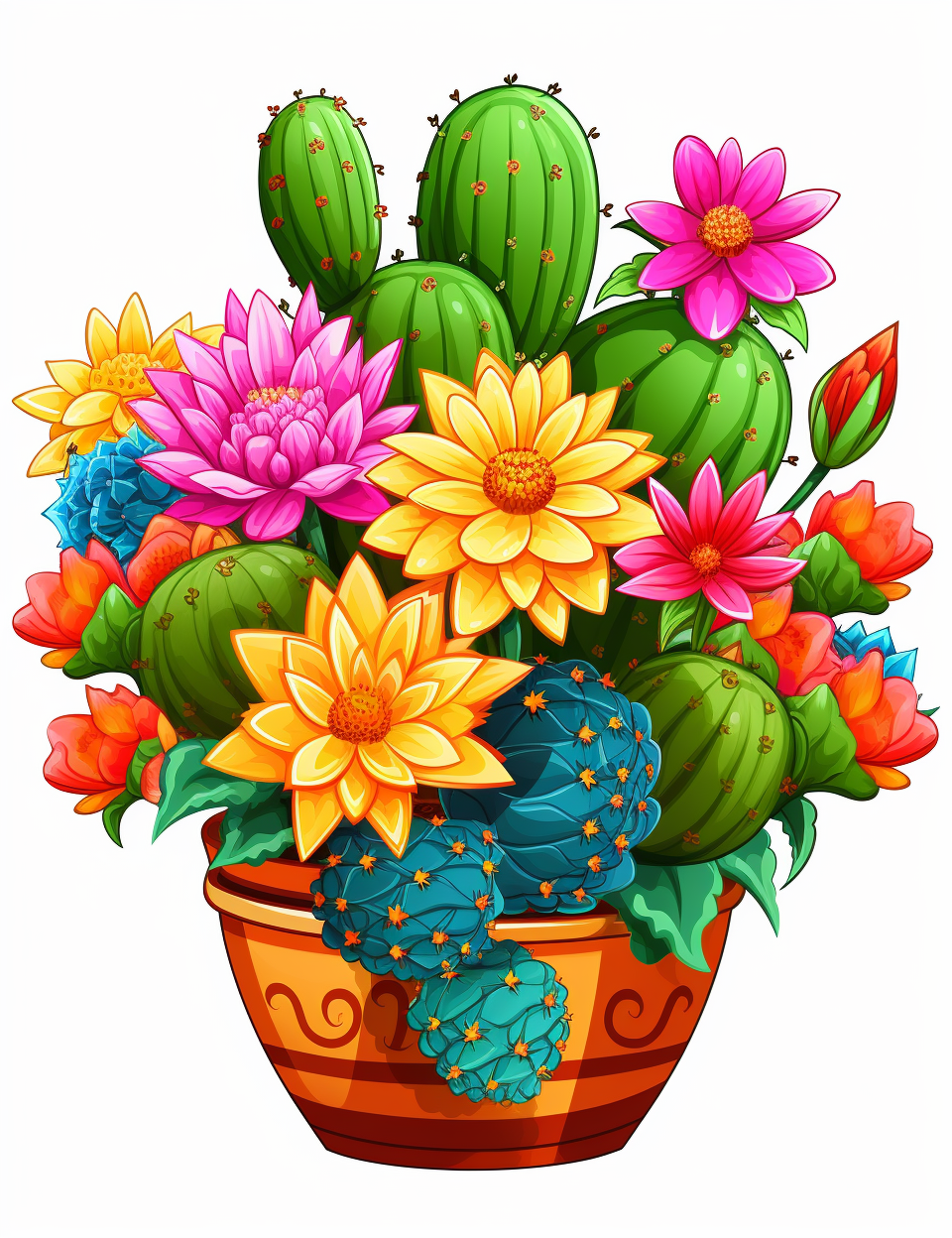 205 Cactus and Flowers Coloring Pages – A Desert Bloom of Creativity!