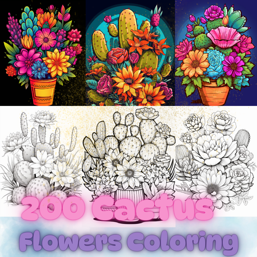 205 Cactus and Flowers Coloring Pages – A Desert Bloom of Creativity!