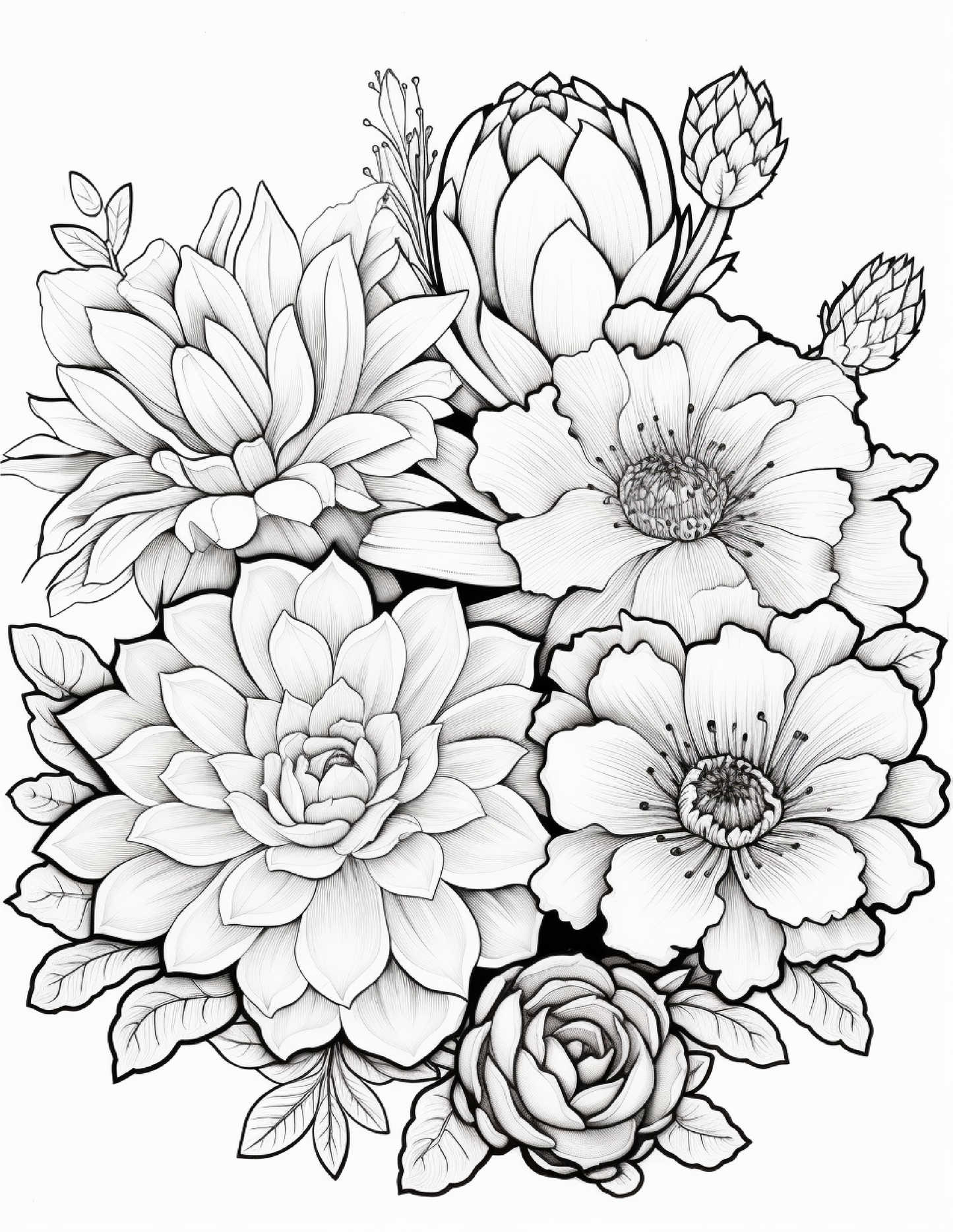 205 Cactus and Flowers Coloring Pages – A Desert Bloom of Creativity!