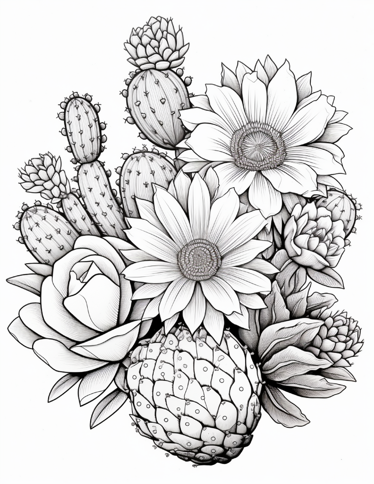 205 Cactus and Flowers Coloring Pages – A Desert Bloom of Creativity!