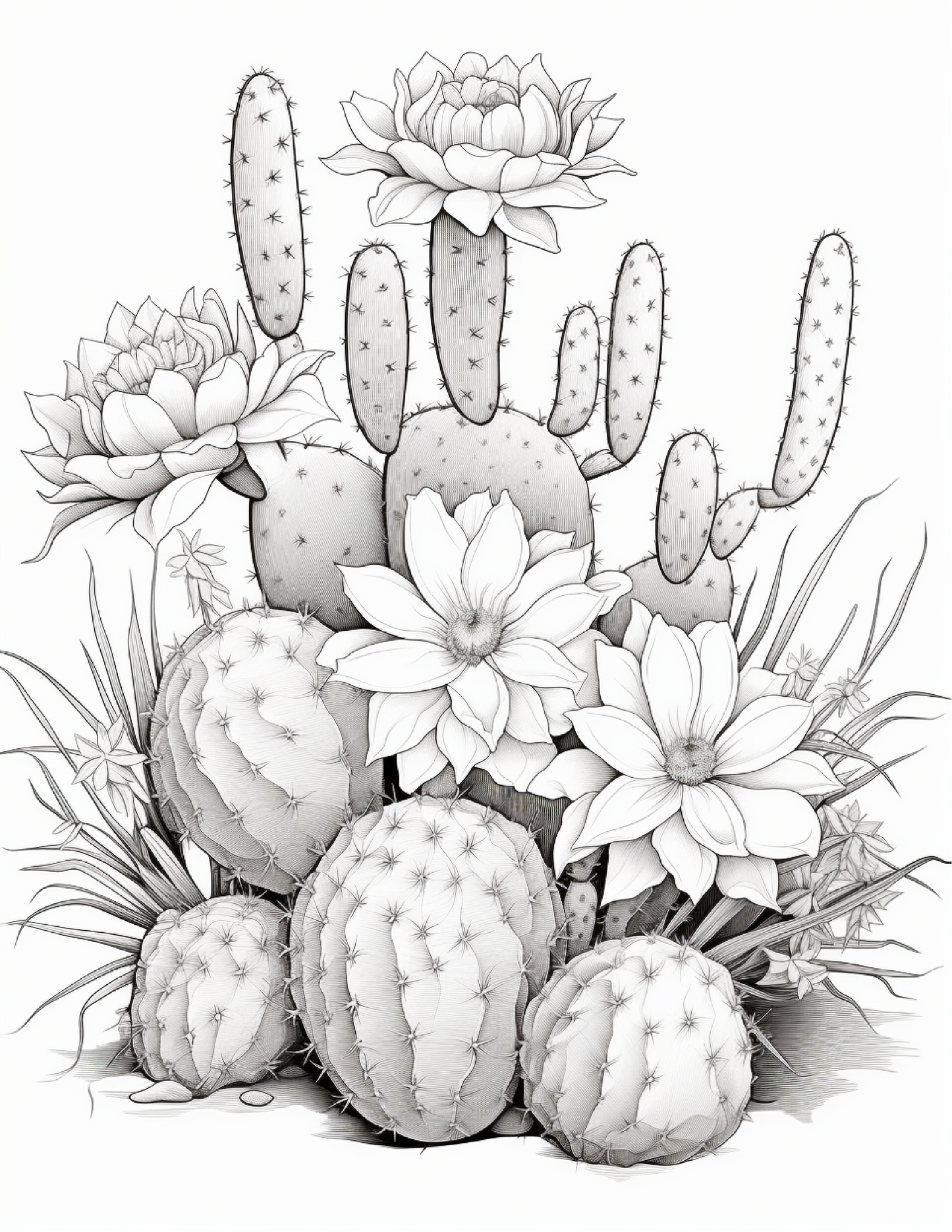 205 Cactus and Flowers Coloring Pages – A Desert Bloom of Creativity!