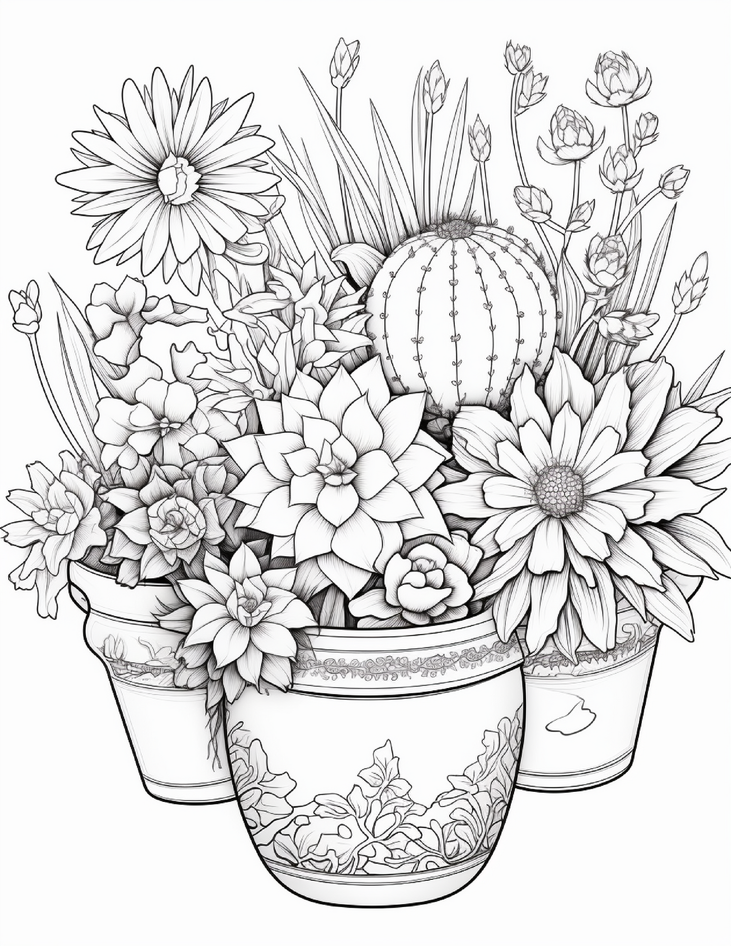 205 Cactus and Flowers Coloring Pages – A Desert Bloom of Creativity!